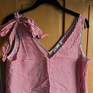 Vineyard Vines Red and White Striped Blouse with Bow